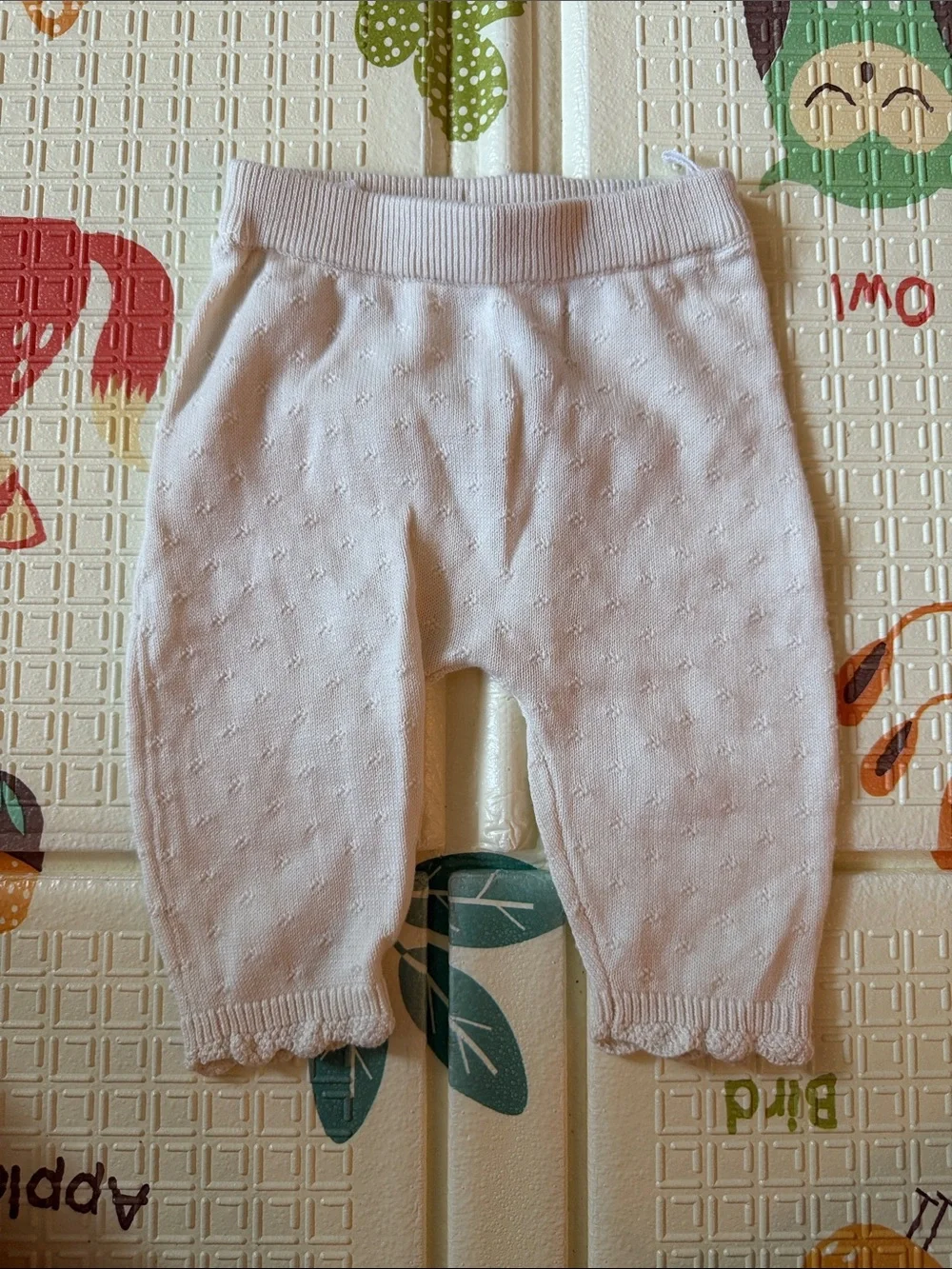 Cream Knit Baby Two-Piece knit Set - Ruffled Collar